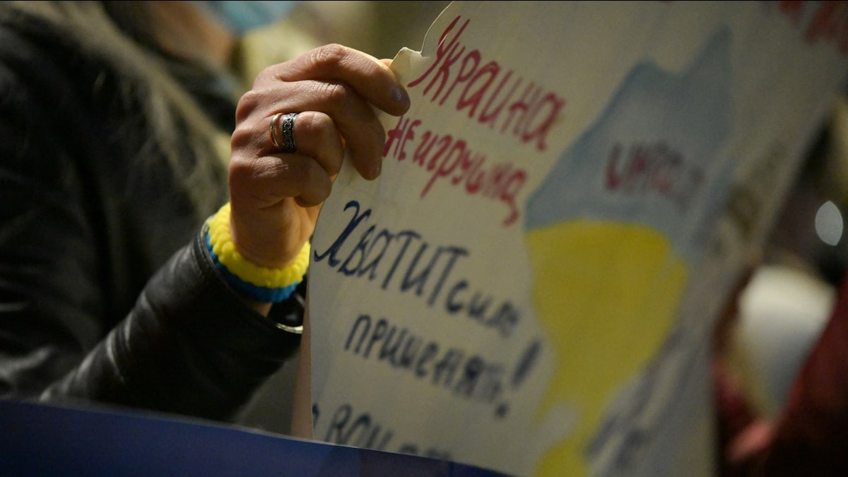 Protest against Ukraine invasion by Russia.